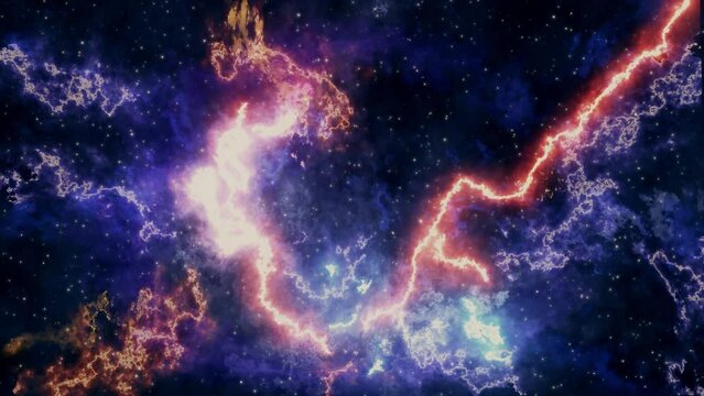 4k video Space Nebula Loop background moving stars space background nebula. clouds star field outer space. Bursting Galaxy, Electric Space light. Titles, Intro, Logo Reveal, Effect, Style and Scene.
