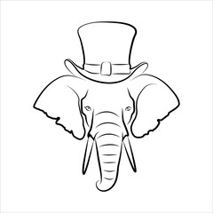 Elephant line art logo icon design. Simple modern minimalist animal logo icon illustration vector.