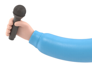Transparent Backgrounds Mock-up.Cartoon hand holding microphone .Supports PNG files with transparent backgrounds.
