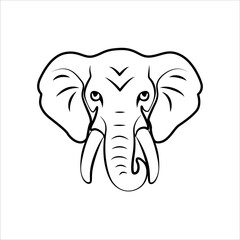 Elephant line art logo icon design. Simple modern minimalist animal logo icon illustration vector.