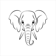 Elephant line art logo icon design. Simple modern minimalist animal logo icon illustration vector.