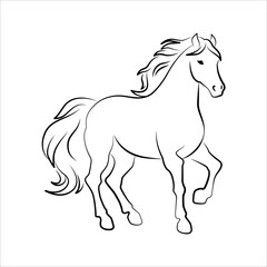 Fototapeta na wymiar Horse line art logo icon design. Simple modern minimalist animal logo icon illustration vector.