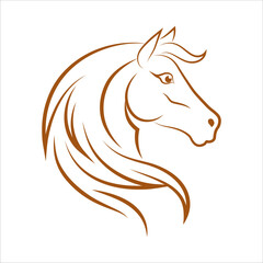 Horse line art logo icon design. Simple modern minimalist animal logo icon illustration vector.
