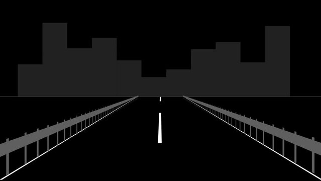 Highway in the city, silhouette style