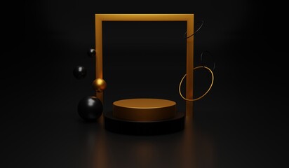 Gold Podium with dark background 