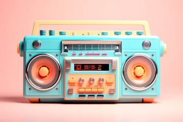 Fototapeta na wymiar Retro vintage portable stereo boombox radio player