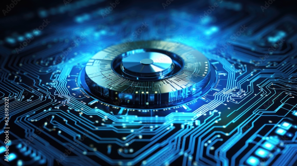 Poster a close up of a circuit board with a clock on it. cyber security to safeguard your cryptocurrency wa