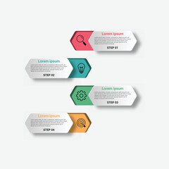 Business infographic template. Thin line design label with icon and 4 options, steps or processes.