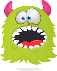 Angry cartoon flying monster with funny face. Halloween vector illustration. Great for package or party decoration