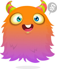 Funny cartoon flying monster. Halloween vector illustration. Great for package or party decoration