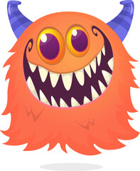 Angry cartoon flying monster with funny face. Halloween vector illustration. Great for package or party decoration