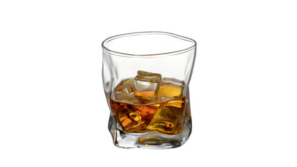 ice cube whiskey glass isolated on white background whiskey on the rocks PNG elements