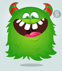 Angry cartoon flying monster with funny face. Halloween vector illustration. Great for package or party decoration