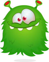 Funny cartoon green monster. Halloween vector illustration. Great for package or party decoration