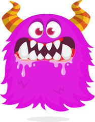 Funny cartoon screaming monster with big mouth. Halloween vector illustration.