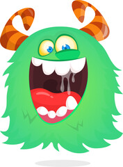 Funny cartoon flying monster. Halloween vector illustration. Great for package or party decoration