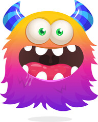 Funny cartoon flying monster isolated on white