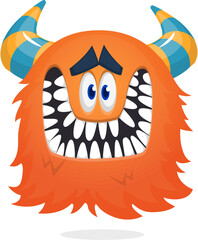 Shy cartoon flying monster. Halloween vector illustration. Great for package or party decoration