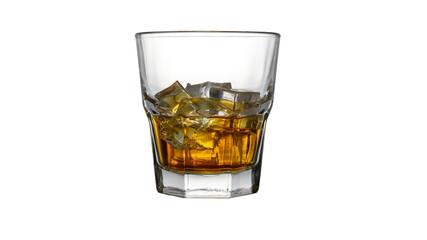 ice cube whiskey glass isolated on white background whiskey on the rocks PNG elements