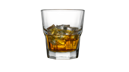 ice cube whiskey glass isolated on white background whiskey on the rocks PNG elements