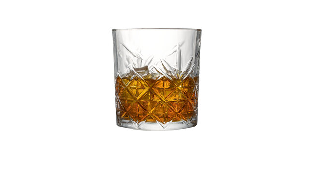 ice cube whiskey glass isolated on white background whiskey on the rocks PNG elements - Powered by Adobe