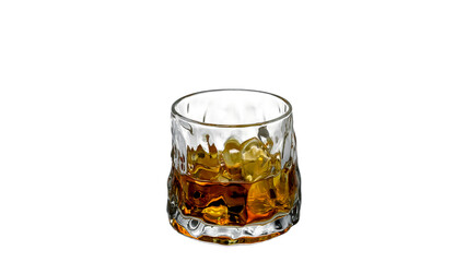 ice cube whiskey glass isolated on white background whiskey on the rocks PNG elements