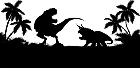 A dinosaur animal silhouettes background landscape scene