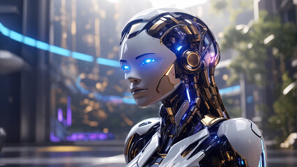Fototapeta premium Futuristic Robot in a High-Tech Environment