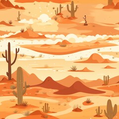 Naklejka na ściany i meble seamless pattern landscape in the desert