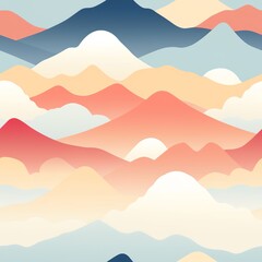 seamless pattern background with mountains and landscapes