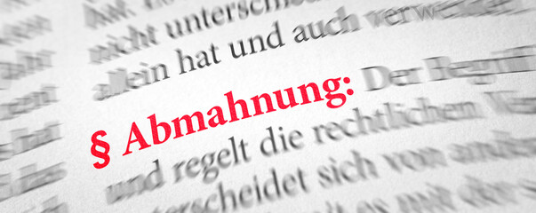 Wörterbuch mit dem Begriff Abmahnung