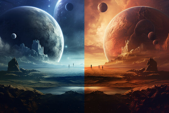 Parallel universes from other dimensions, unveiling futuristic worlds that spark curiosity and excitement. Ai generated