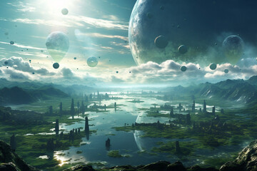 Parallel universes from other dimensions, unveiling futuristic worlds that spark curiosity and excitement. Ai generated