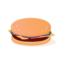 illustration hamburger with cheese and cucumbers
