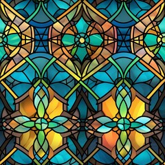 seamless pattern stained glass window