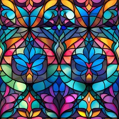 Fototapeta na wymiar seamless pattern stained glass window