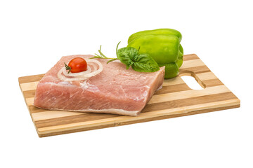 Raw pork with onion, basil and rosemary