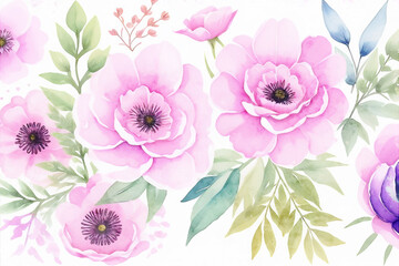 Beautiful elegant watercolor floral illustration