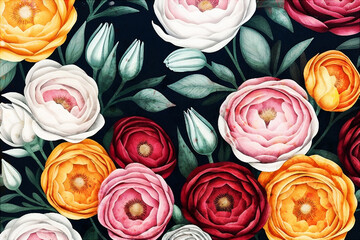 Beautiful elegant watercolor floral illustration - 626199420