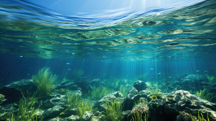 The rhythmic dance of seagrass underwater, swaying with the gentle pull of the ocean current.