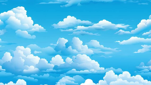 blue sky with moving clouds cartoon animated background seamless looping