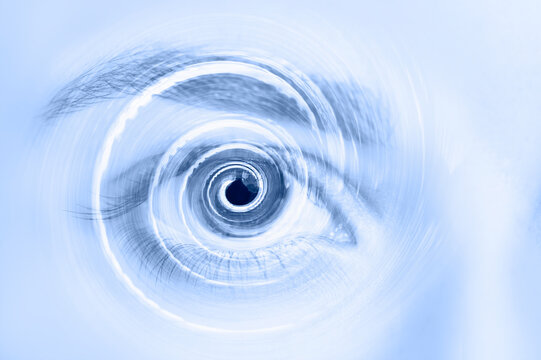 Fototapeta Hypnosis Spiral in eye with vertigo   -  Image of abstract spiral hazel eye 