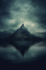 Insel mit Nebel