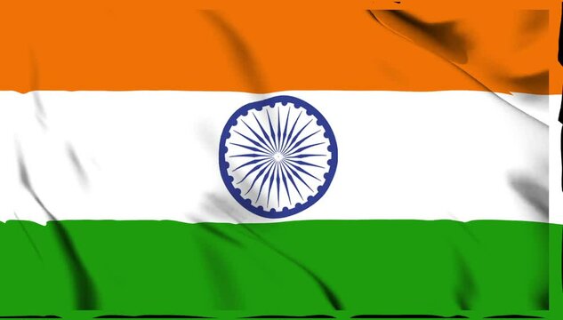 Realistic Flag Animation. Waving, Flying Indian Flag.