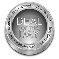 Deal of the Day 10% Discount Button - 3D illustration