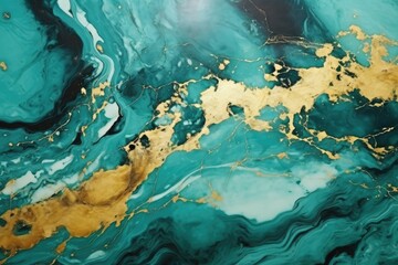 Fototapeta na wymiar Turquoise and gold marble background