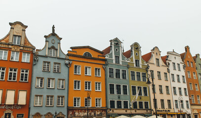 Fototapeta na wymiar View of unique beautiful colorful buildings in northern poland
