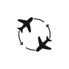 Round Trip Icon Symbol. Fly Around And Round Trip Icon Element In Trendy Style. Round trip icon isolated on background. Plane symbol modern, simple, vector, icon for website design, mobile app, ui.