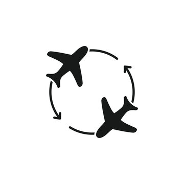 Round Trip Icon Symbol. Fly Around And Round Trip Icon Element In Trendy Style. Round trip icon isolated on background. Plane symbol modern, simple, vector, icon for website design, mobile app, ui.