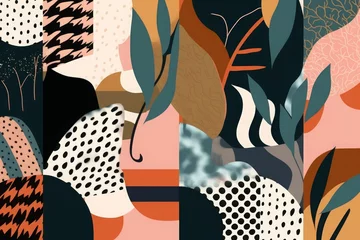 Foto auf Alu-Dibond Modern abstract exotic illustration pattern. Creative collage contemporary seamless pattern. Fashionable template for design, Generative AI © Dhriti